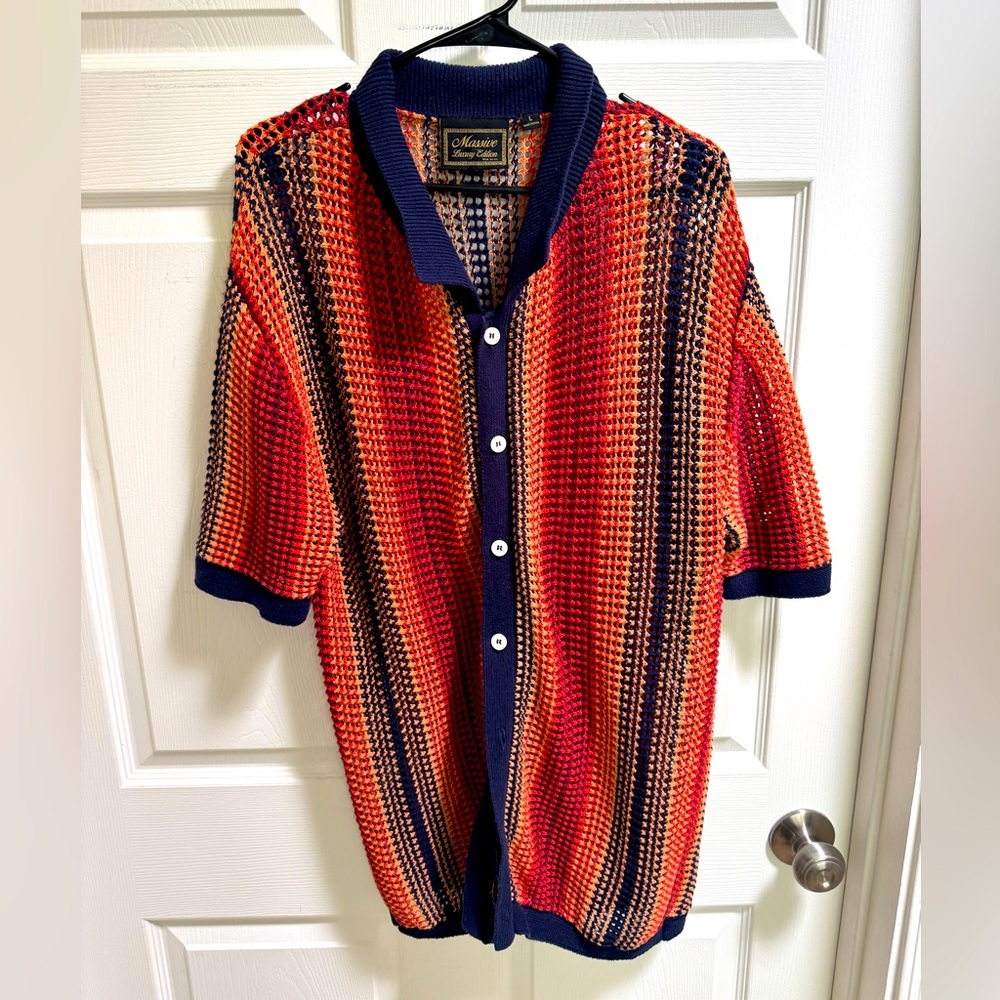 Heavy Knit button up shirt, large